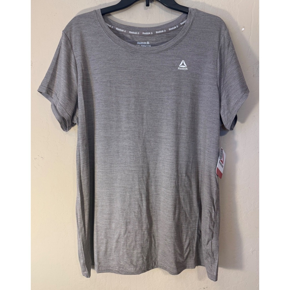 Reebok T-Shirt Women XXL Slim Fit Driftwood Short Sleeve Athletic Tee NEW